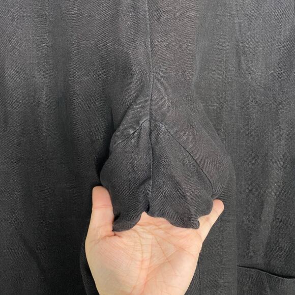 Cut.loose Black 100% Linen Cargo Wide Leg Pants Lagenlook Large - Picture 6 of 10